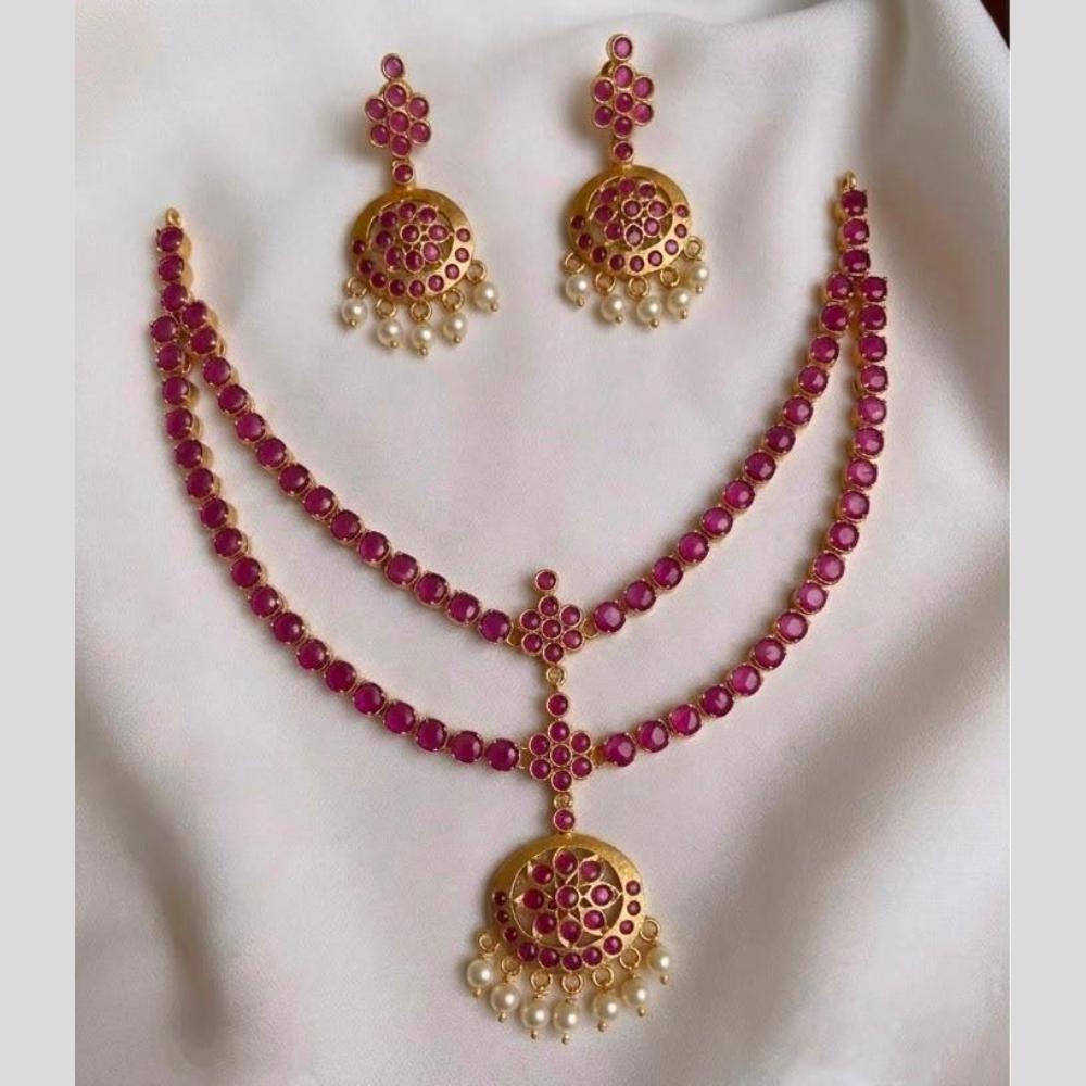 Sona Covering Luxury Pota Stone And Pearl Necklace Set