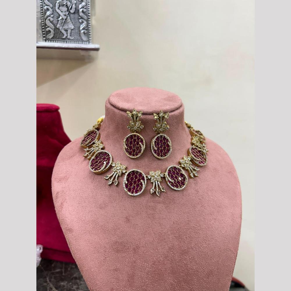 Sona Covering American Diamond Choker Necklace Set with Matching Earrings