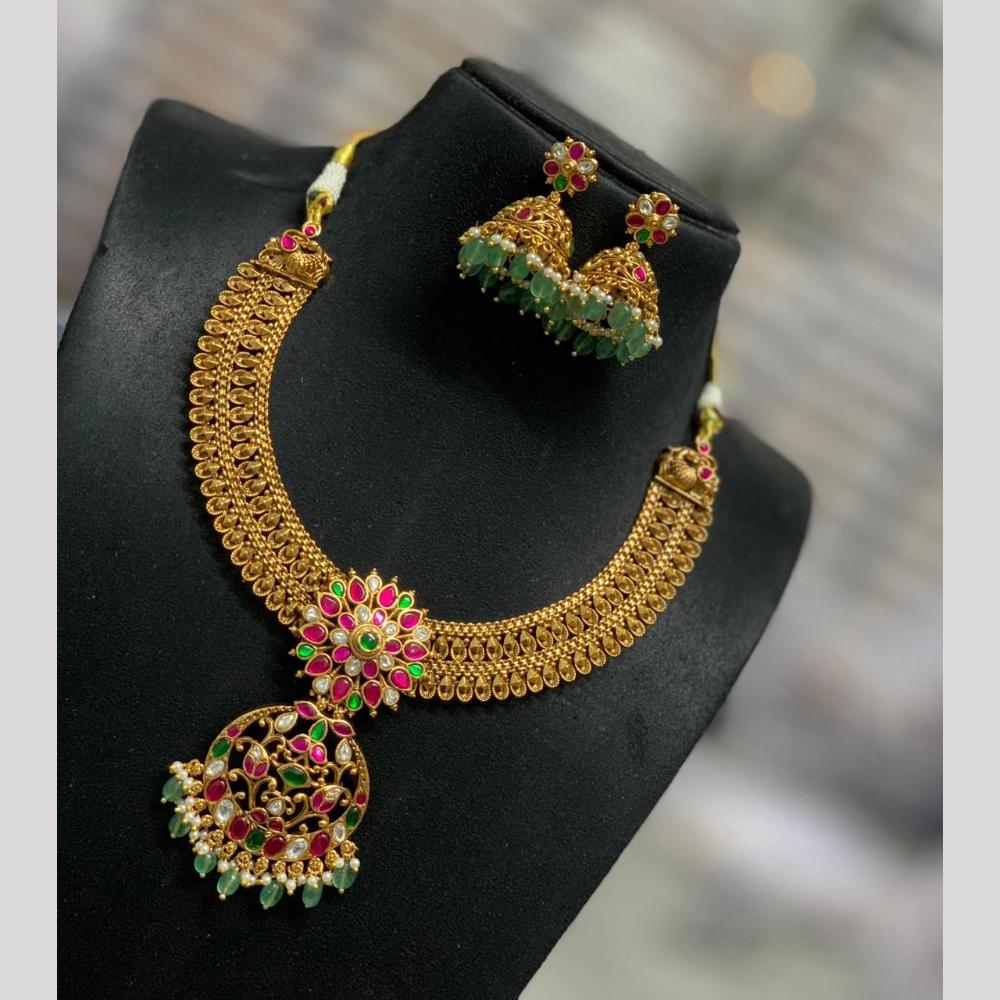 Sona Covering Luxury Pota Stone Pearl And Beads Necklace Set