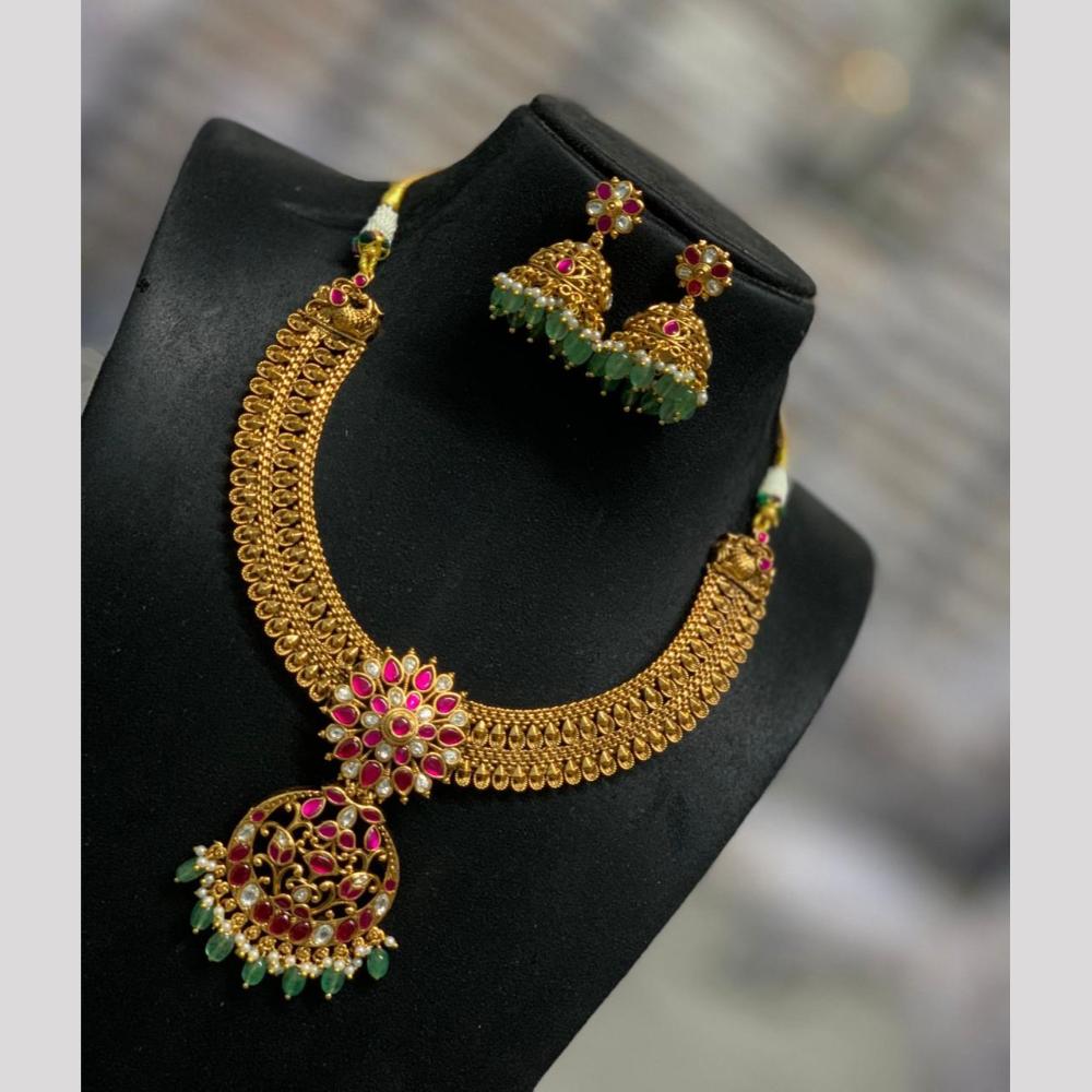 Sona Covering Luxury Pota Stone Pearl And Beads Necklace Set