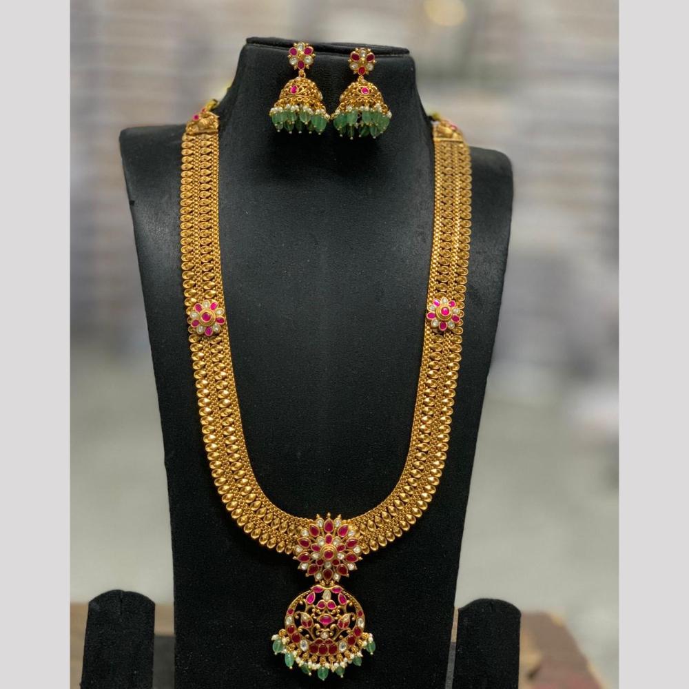 Sona Covering Luxury Pota Stone Pearl And Beads Long Necklace Set