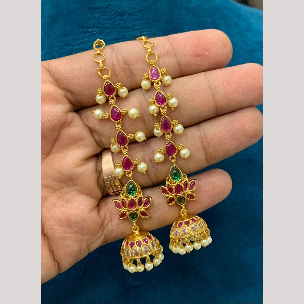Sona Covering Traditional Pota Stone And Pearl Jhumki Earrings for Women