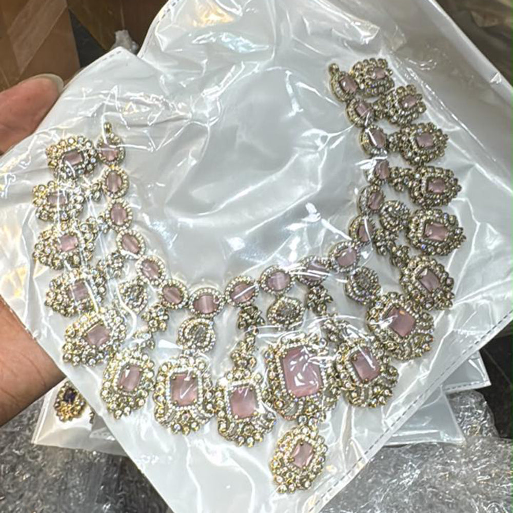 Sona Covering Designer American Daimond Necklace Set
