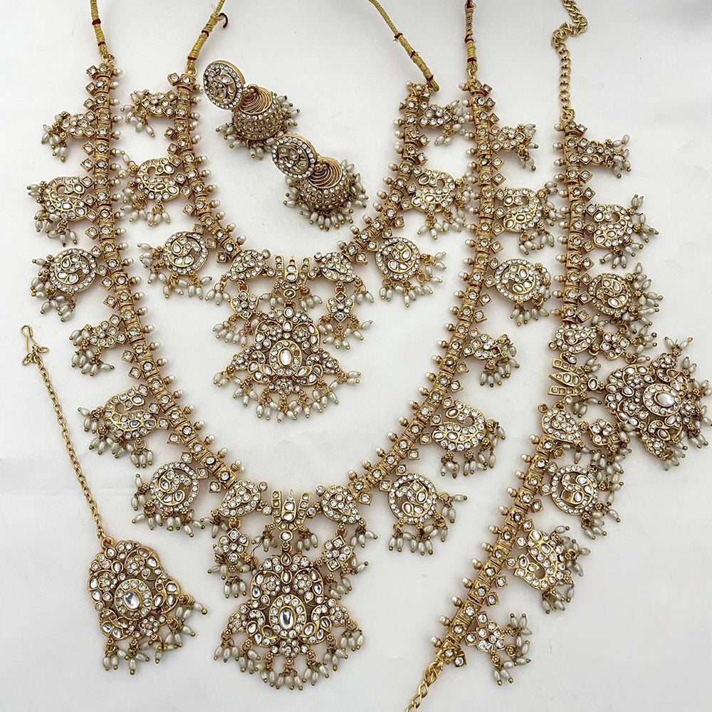 Sona Covering Grand Pota Stone And Pearl Necklace Combo Set