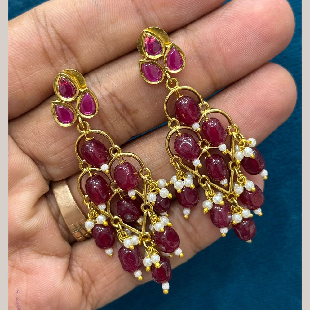 Sona Covering Elegant Pota Stone And Pearl Dangler Earrings