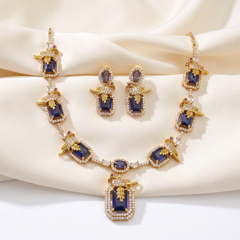 Sona Covering Premium American Diamond Designer Necklace Set