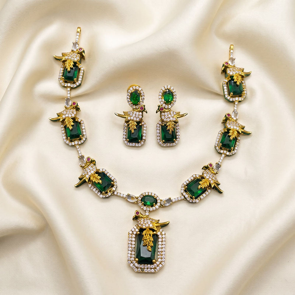 Sona Covering Premium American Diamond Designer Necklace Set