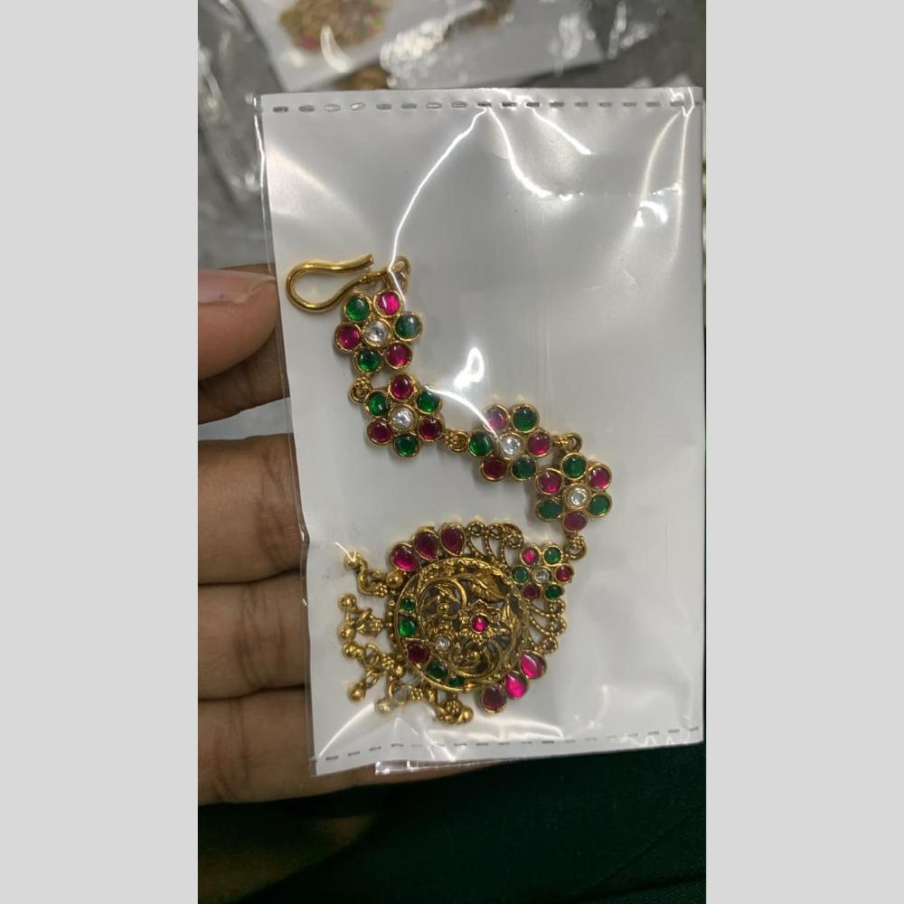 Sona Covering Designer Pota Stone And Pearl Maangtikka