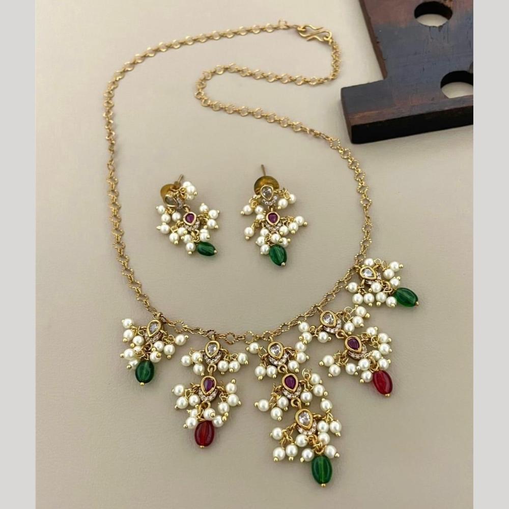 Sona Covering Elegant Pota Stone And Beads Necklace Set