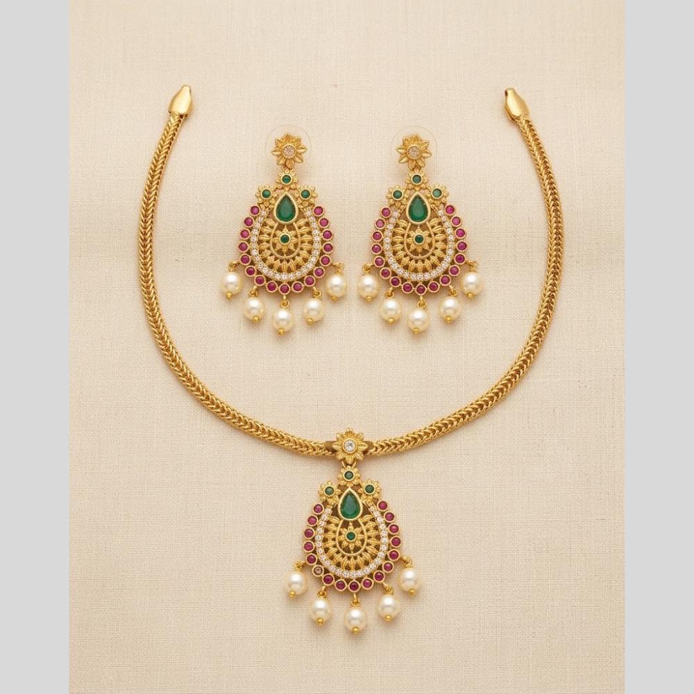 Sona Covering Elegant Pota Stone And Beads Necklace Set
