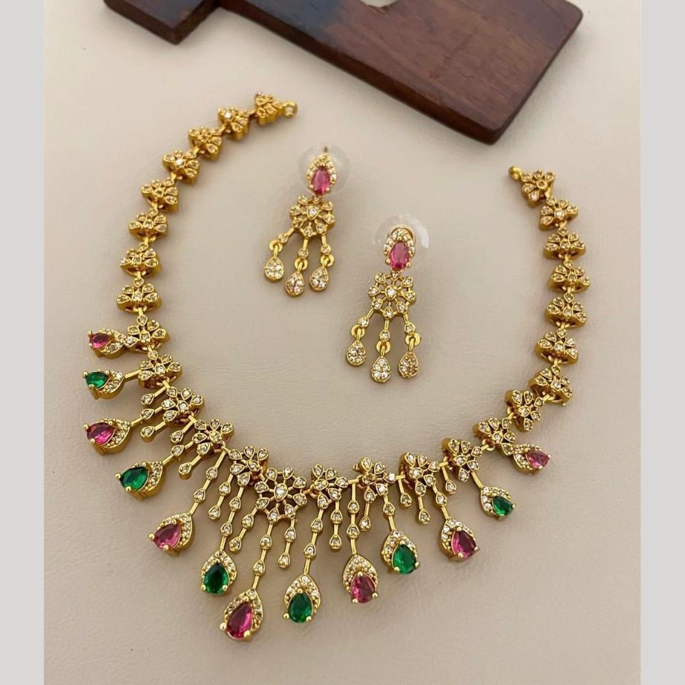Sona Covering Classic American Diamond Designer Jewellery Necklace Set