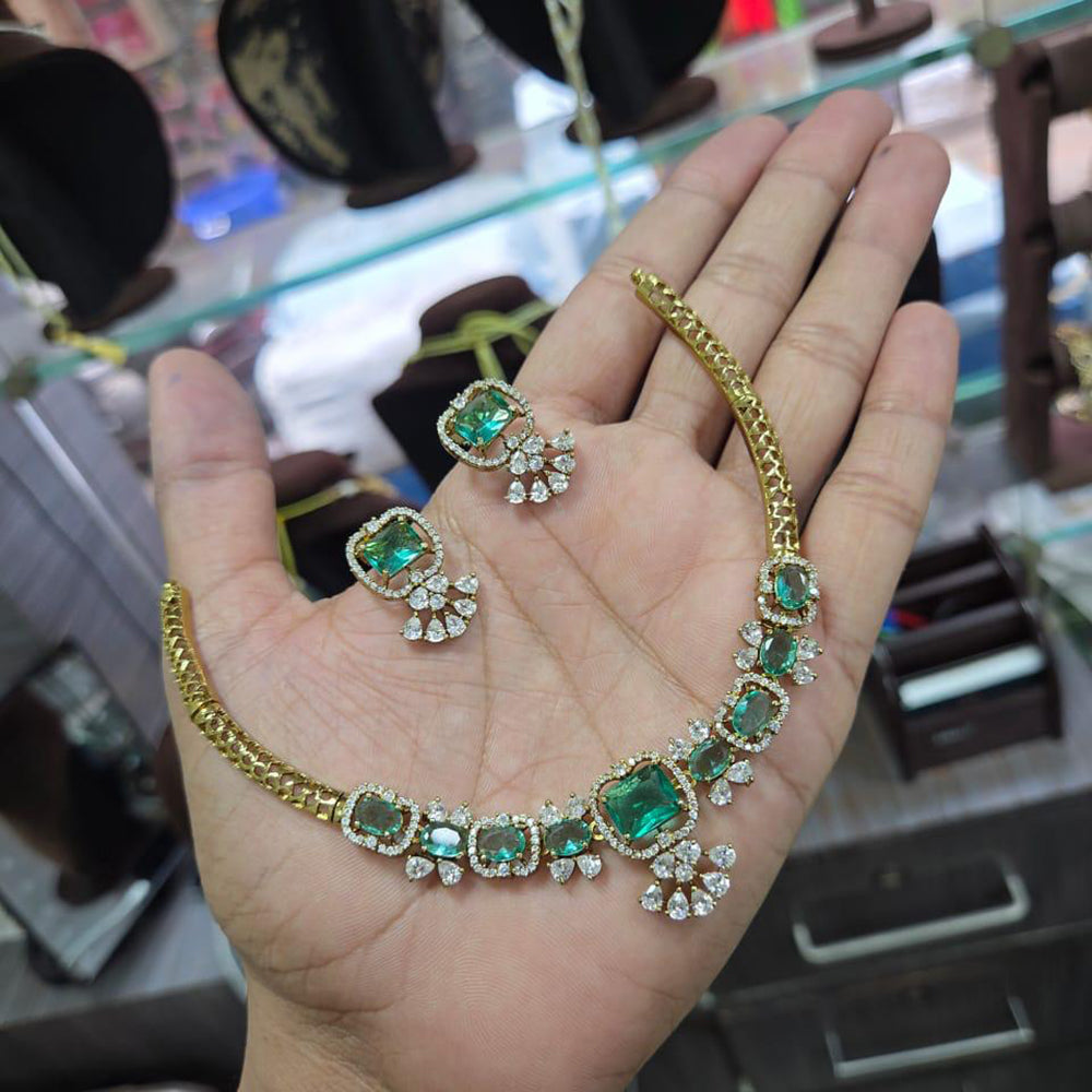 Sona Covering Classic American Diamond Designer Jewellery Necklace Set