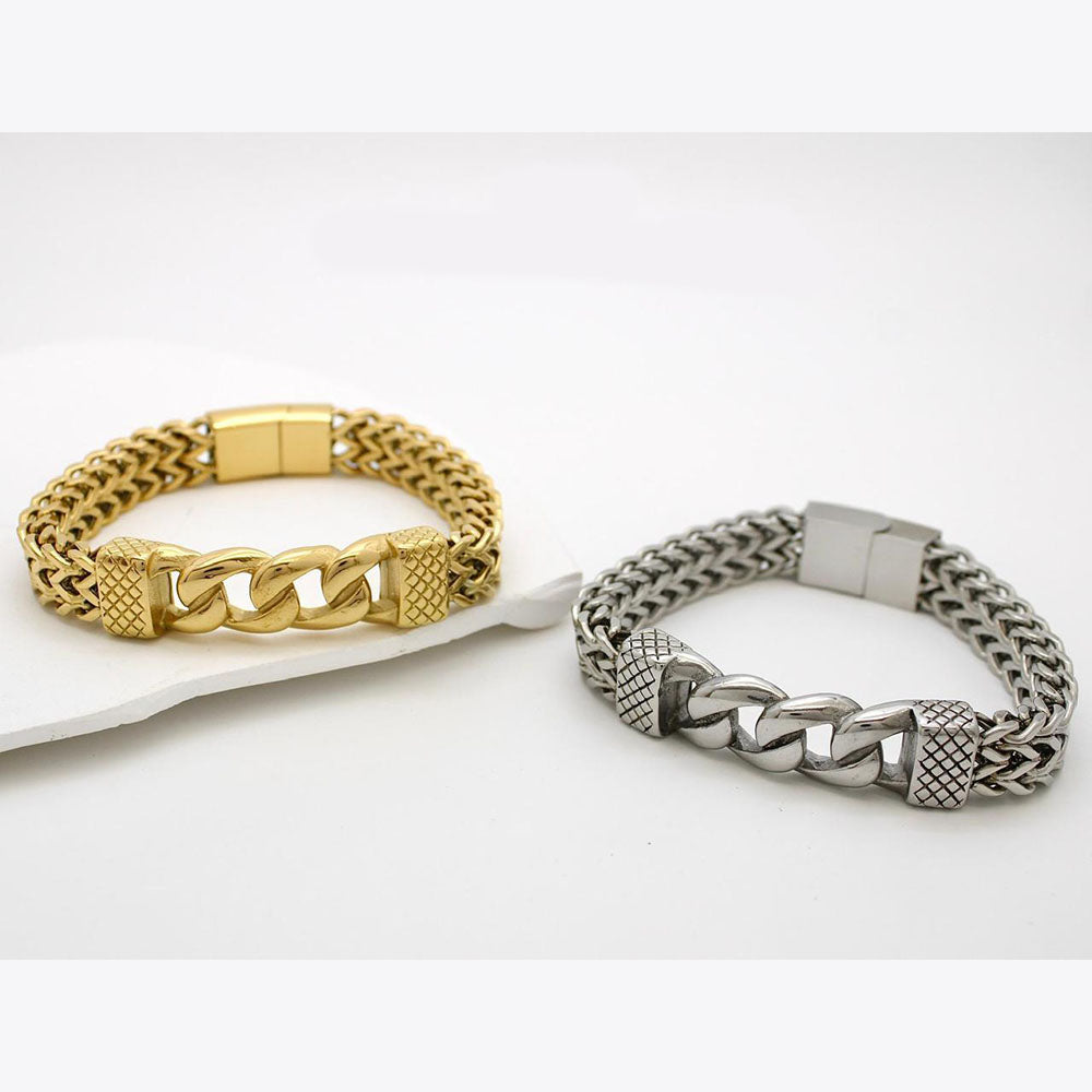 Klitz Stunning Gold Silver Plated Men's Bracelet