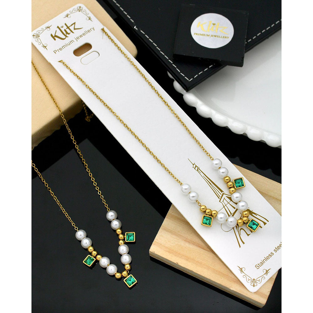 Klitz Premium Jewellery Pack of 12 Crystal And Pearl Necklace