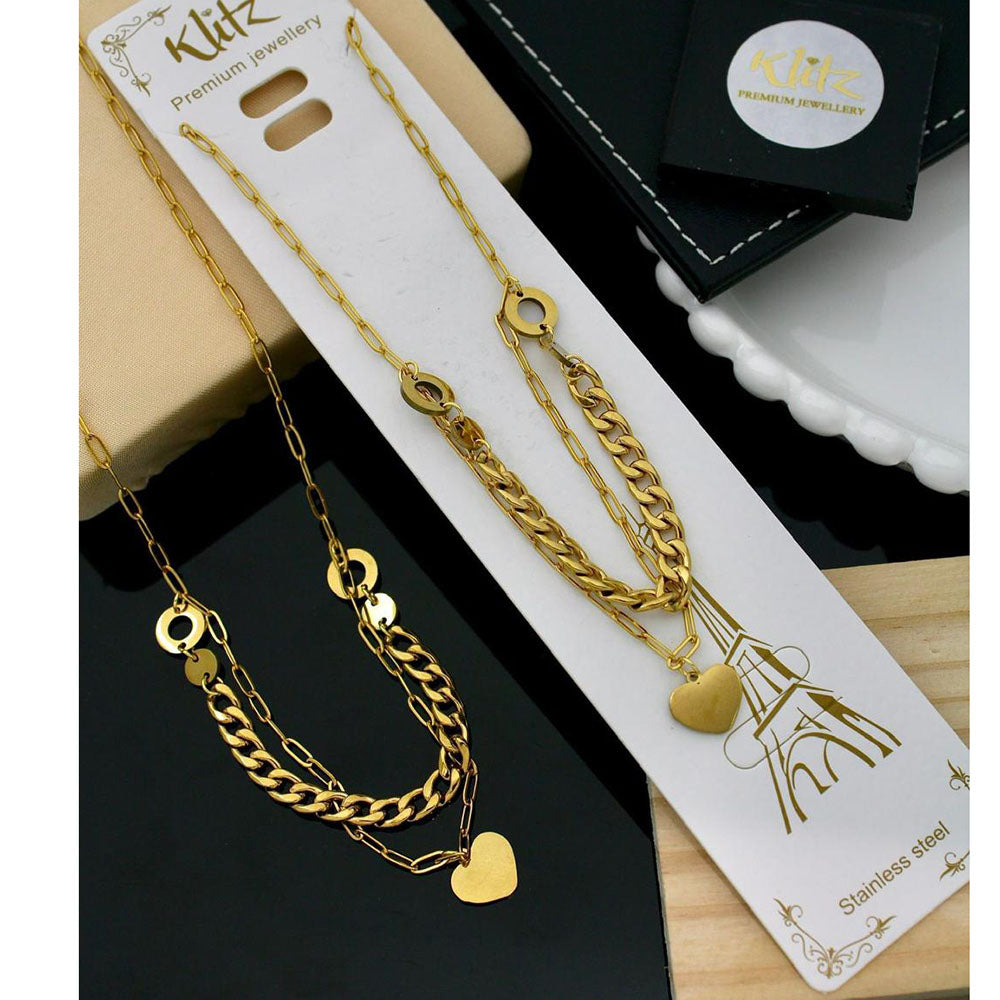 Klitz Premium Stainless Steel Heart Chain Necklace