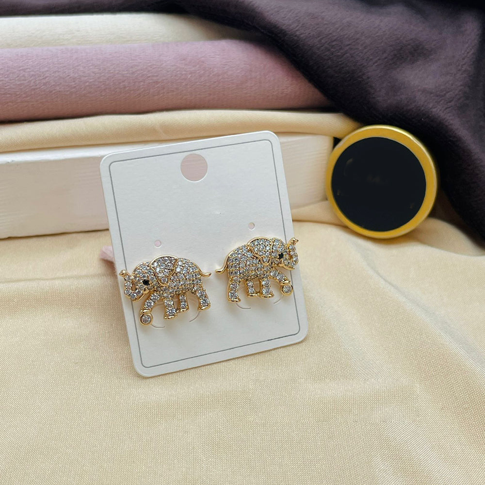 Klitz Cute Elephant Austrian Stone Stainless Steel Stud Earrings