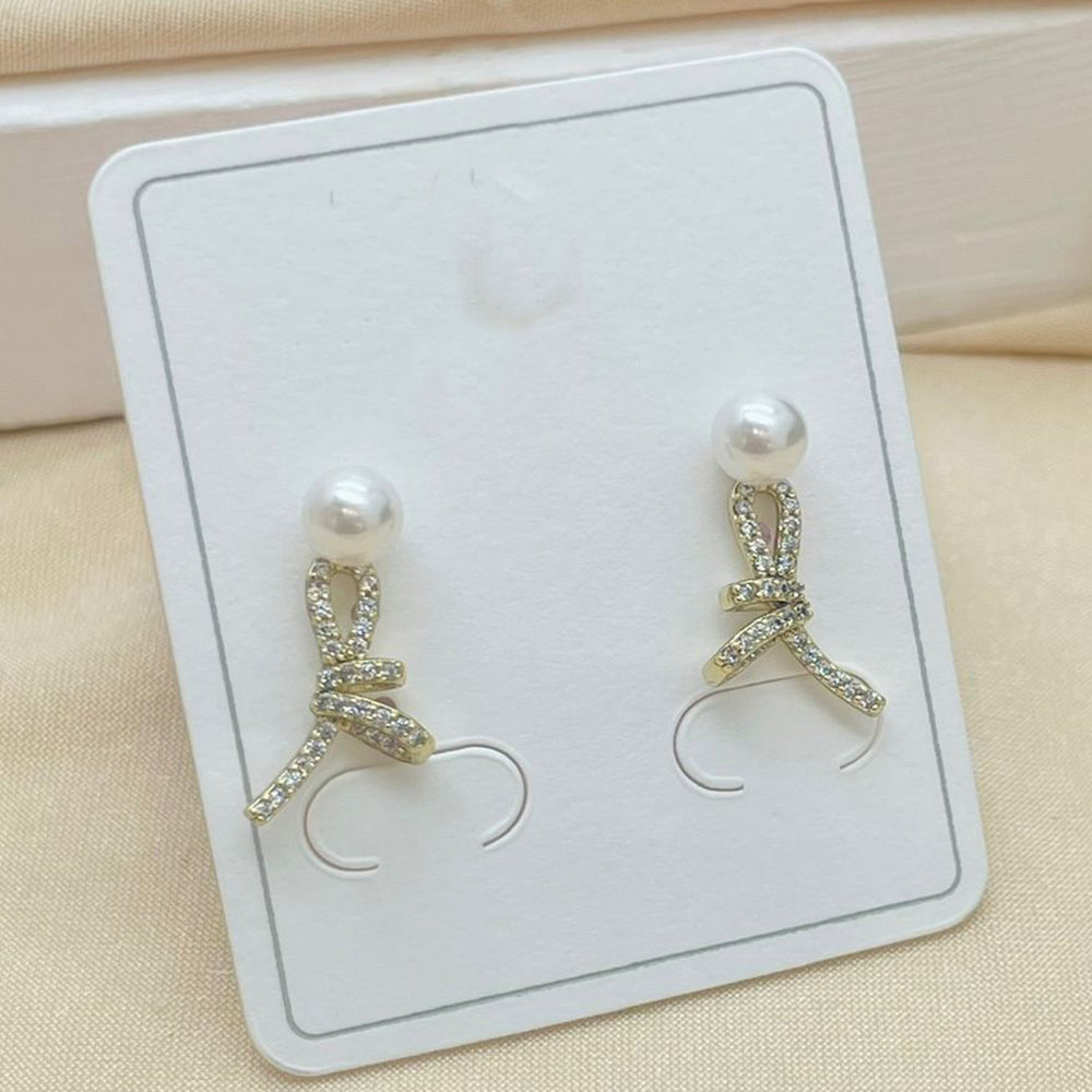 Klitz Elegant Austrian Stone And Pearl Dangler Earrings for Women