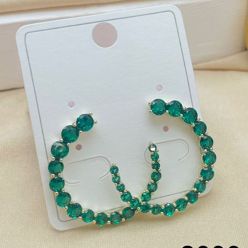 Klitz Emerald Green Crystal Stone Hanging Earrings