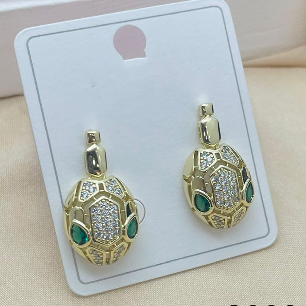 Klitz Emerald Green Crystal Stone Hanging Earrings