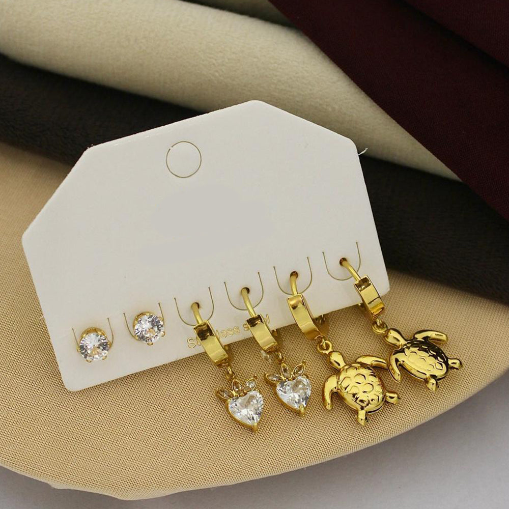 Klitz Designer Crystal Stone Studs Earrings Multi Set (Assorted Desing)
