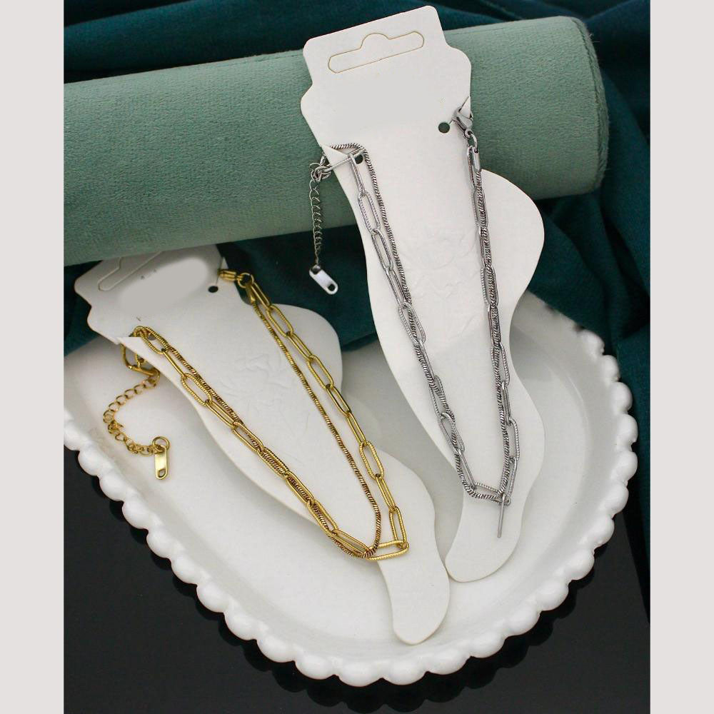 Klitz Stylish Stainless Steel Layered Anklet / Payal (Pack of 12)