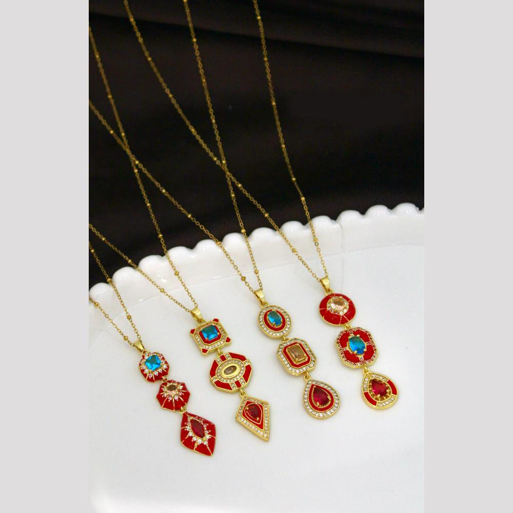 Klitz Premium Jewellery Crystal Stone Necklace (Pack of 12)