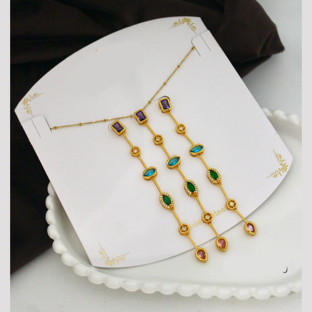 Klitz Premium Jewellery Crystal Stone Necklace Set (Pack of 12) (Assorted Color)