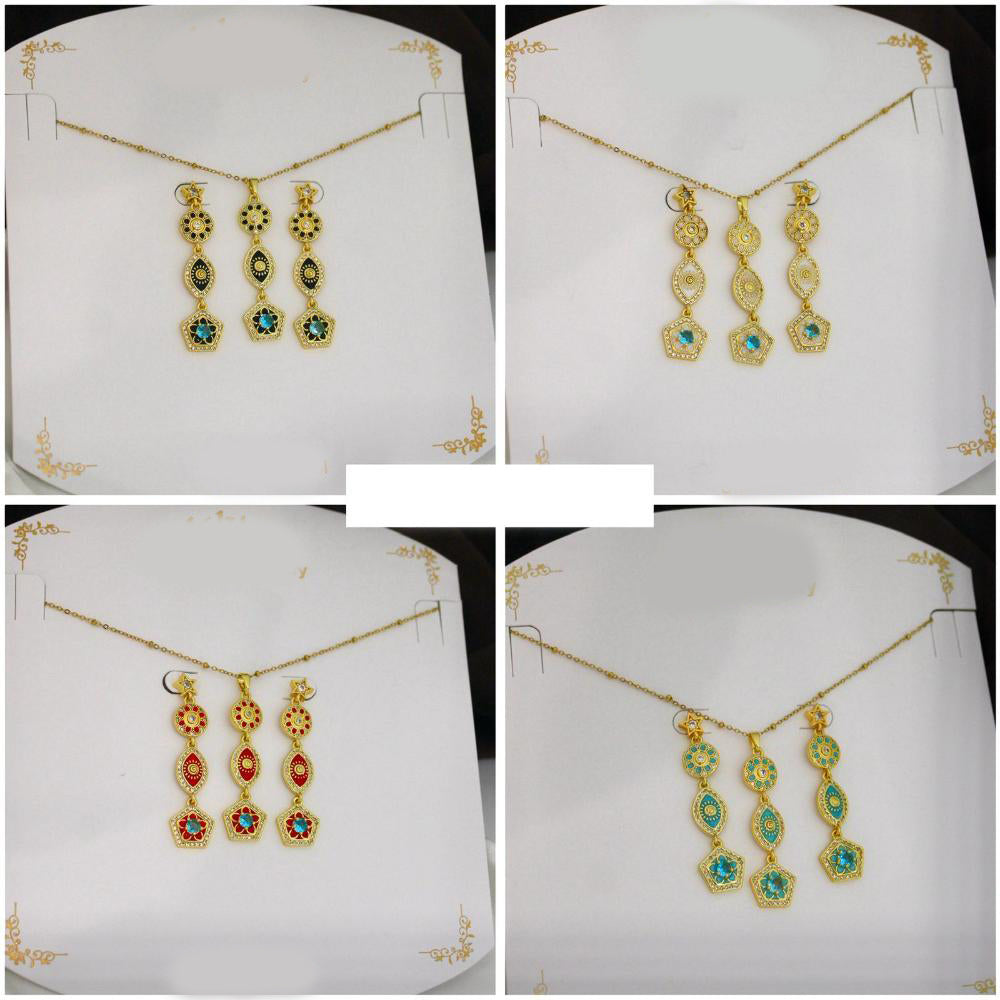 Klitz Premium Jewellery Crystal Stone Necklace Set (Pack of 12) (Assorted Color)