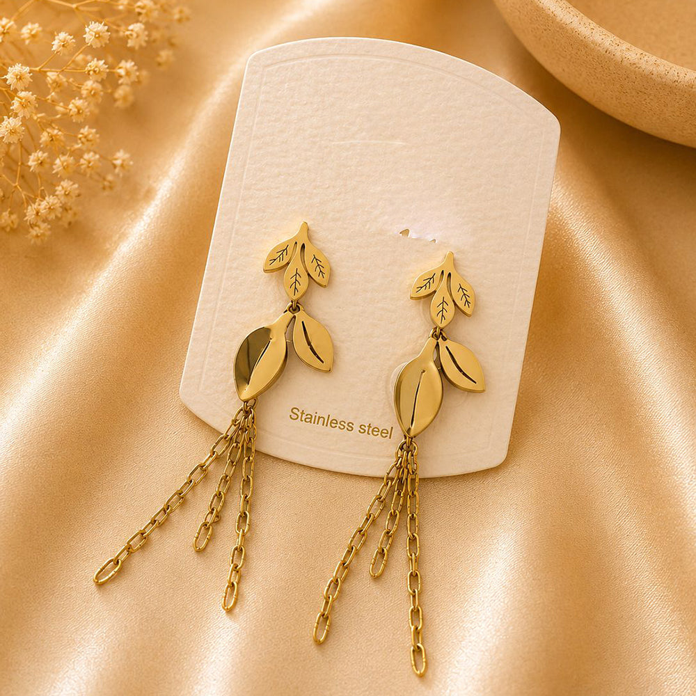 Klitz Elegant Leaf Design Dangler Earrings for Women (Pack of 12)