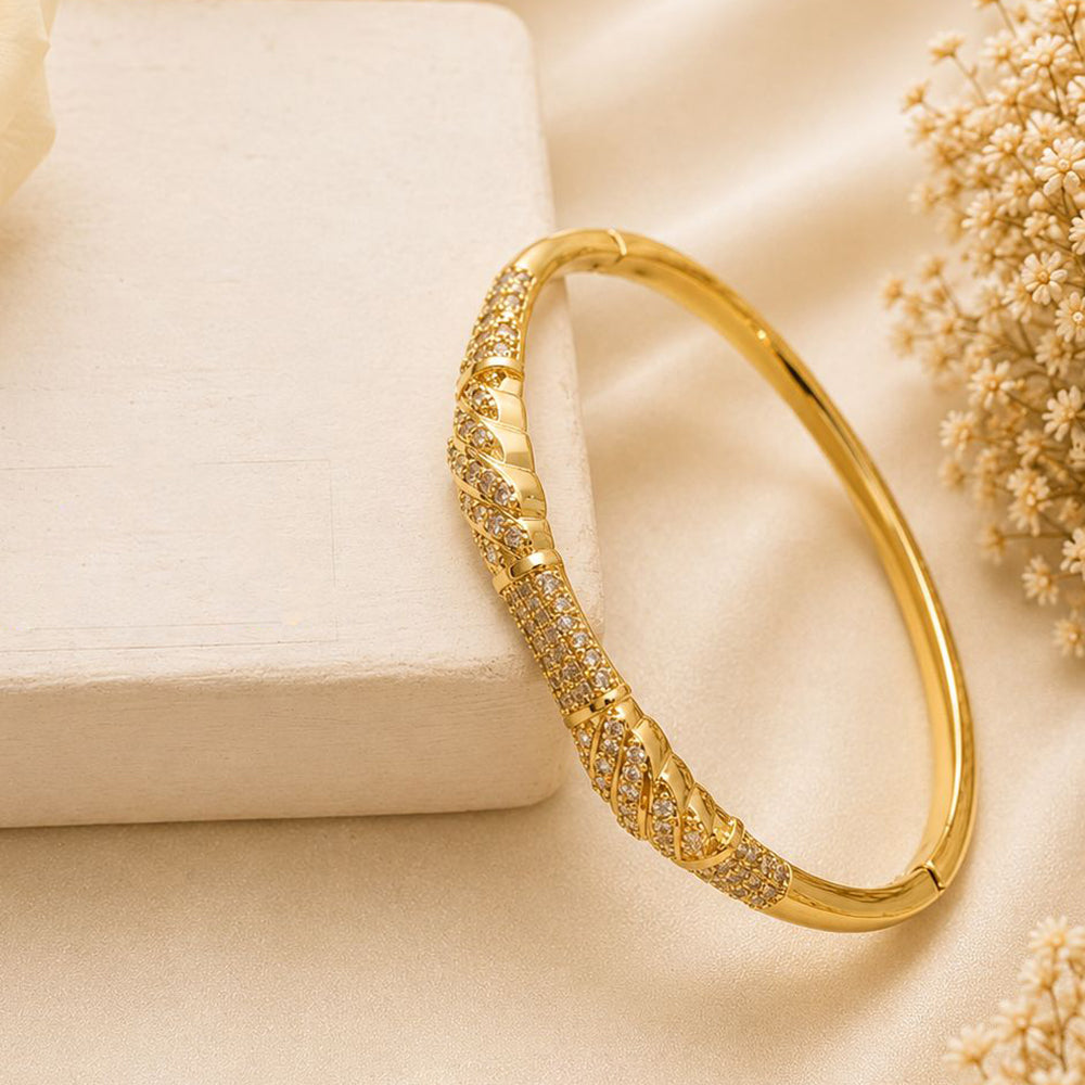 Klitz Pack Of 12 Gold Plated Austrian Stone Openable Kada