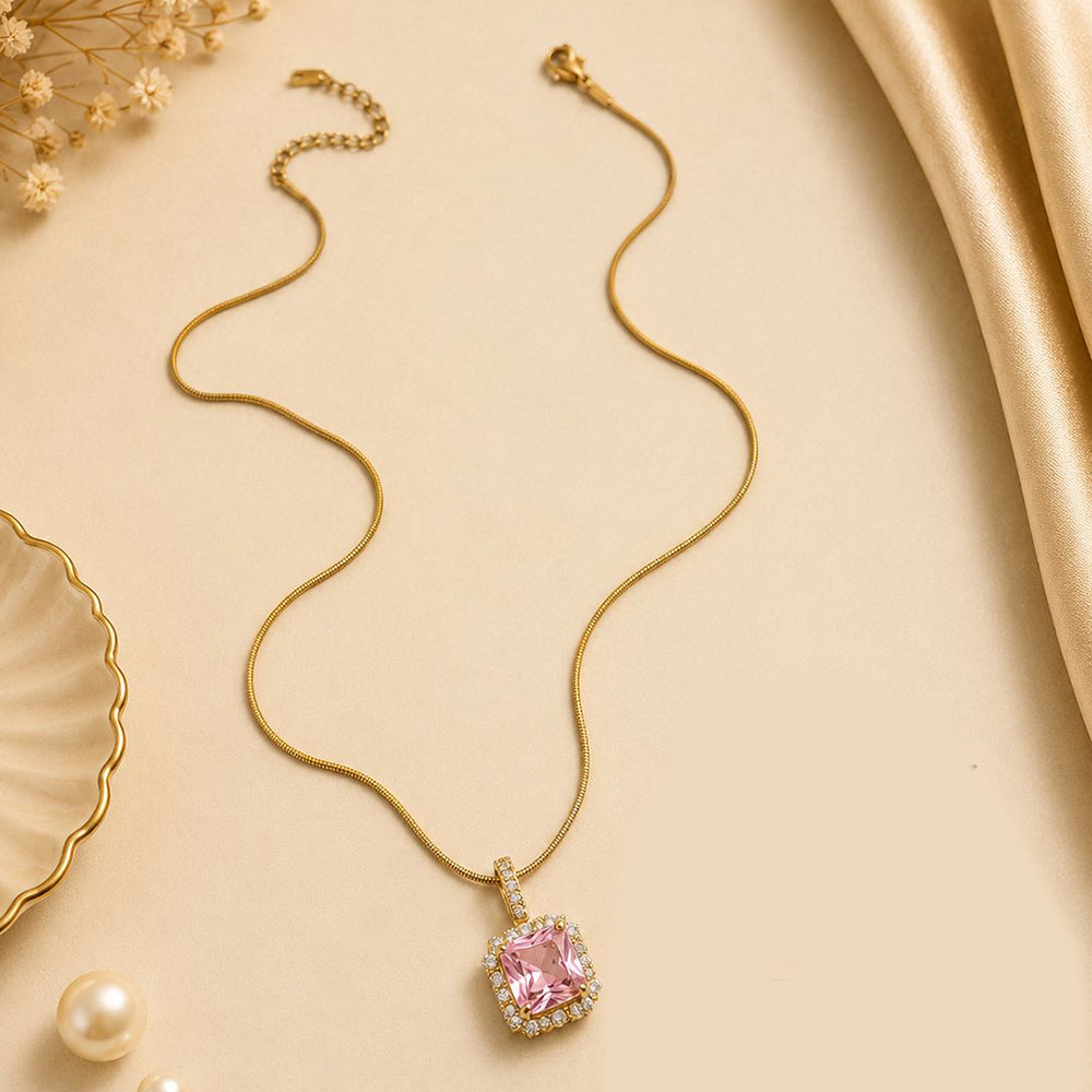 Klitz Fancy Stainless Steel Crystal Stone Necklace Set (Pack of 12)