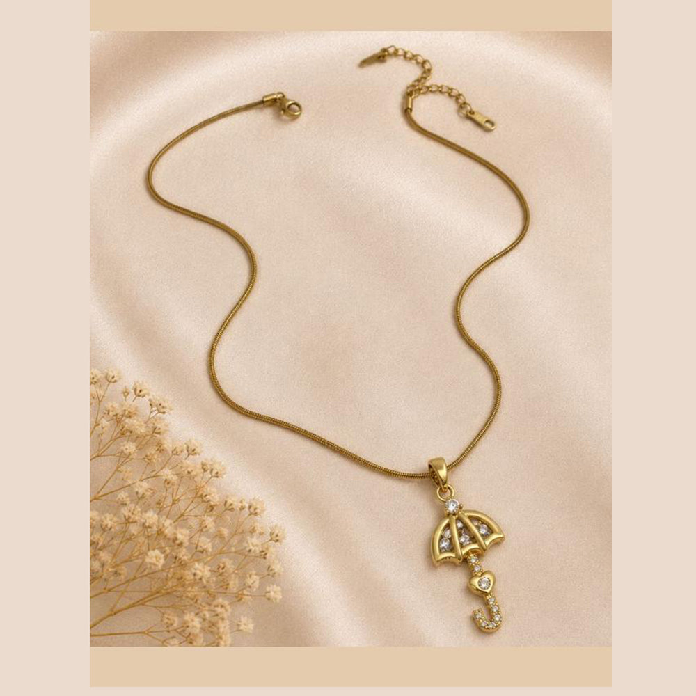 Klitz Fancy Stainless Steel Austrian Stone Umbrella Shape Necklace Set (Pack of 12)