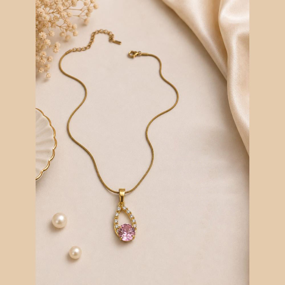 Klitz Fancy Stainless Steel Crystal Stone Designer Necklace Set (Pack of 12)