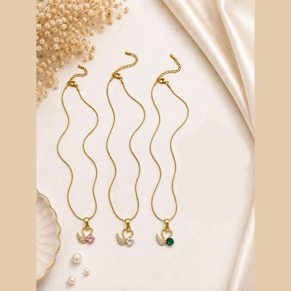 Klitz Fancy Stainless Steel Crystal Stone Designer Necklace Set 
