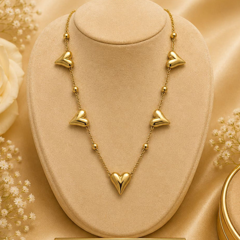 Klitz Premium Stainless Steel Heart Shape Chain Necklace