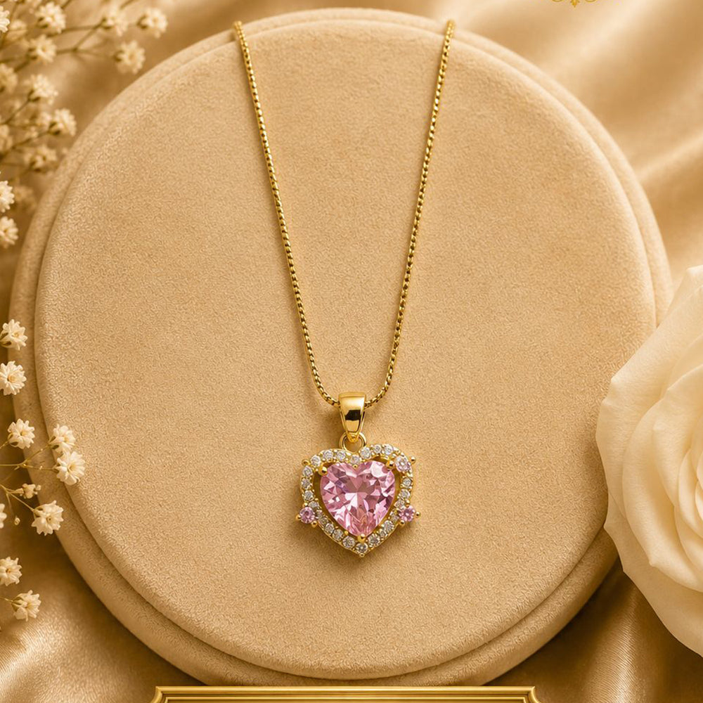 Klitz Premium Stainless Steel Heart Shape Austrian Chain Necklace