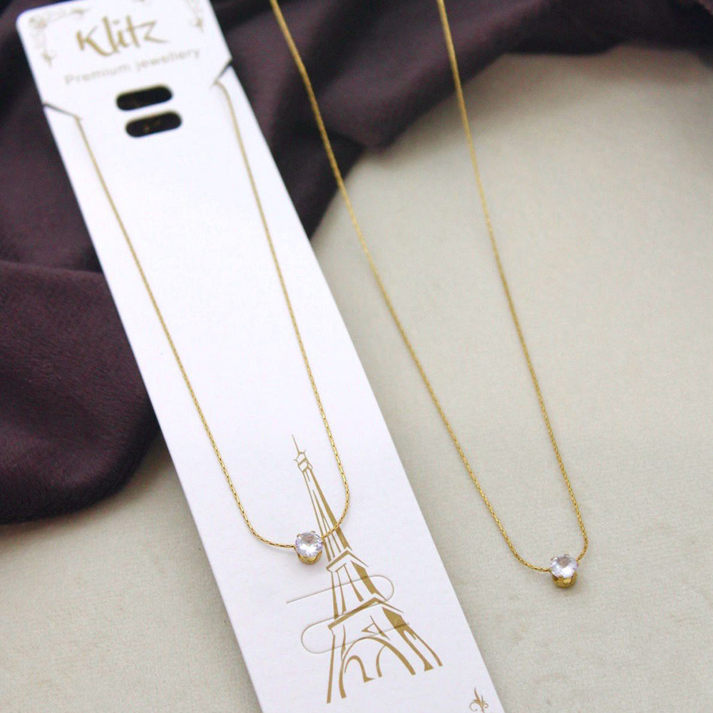 Klitz Premium Stainless Steel Crystal Stone Chain Necklace
