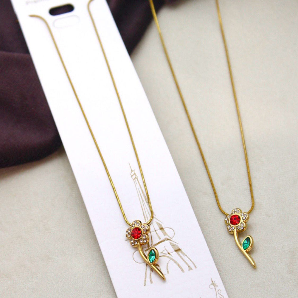 Klitz Stunning Gold Plated Stainless Steel Austrian Stone Chain Pendant