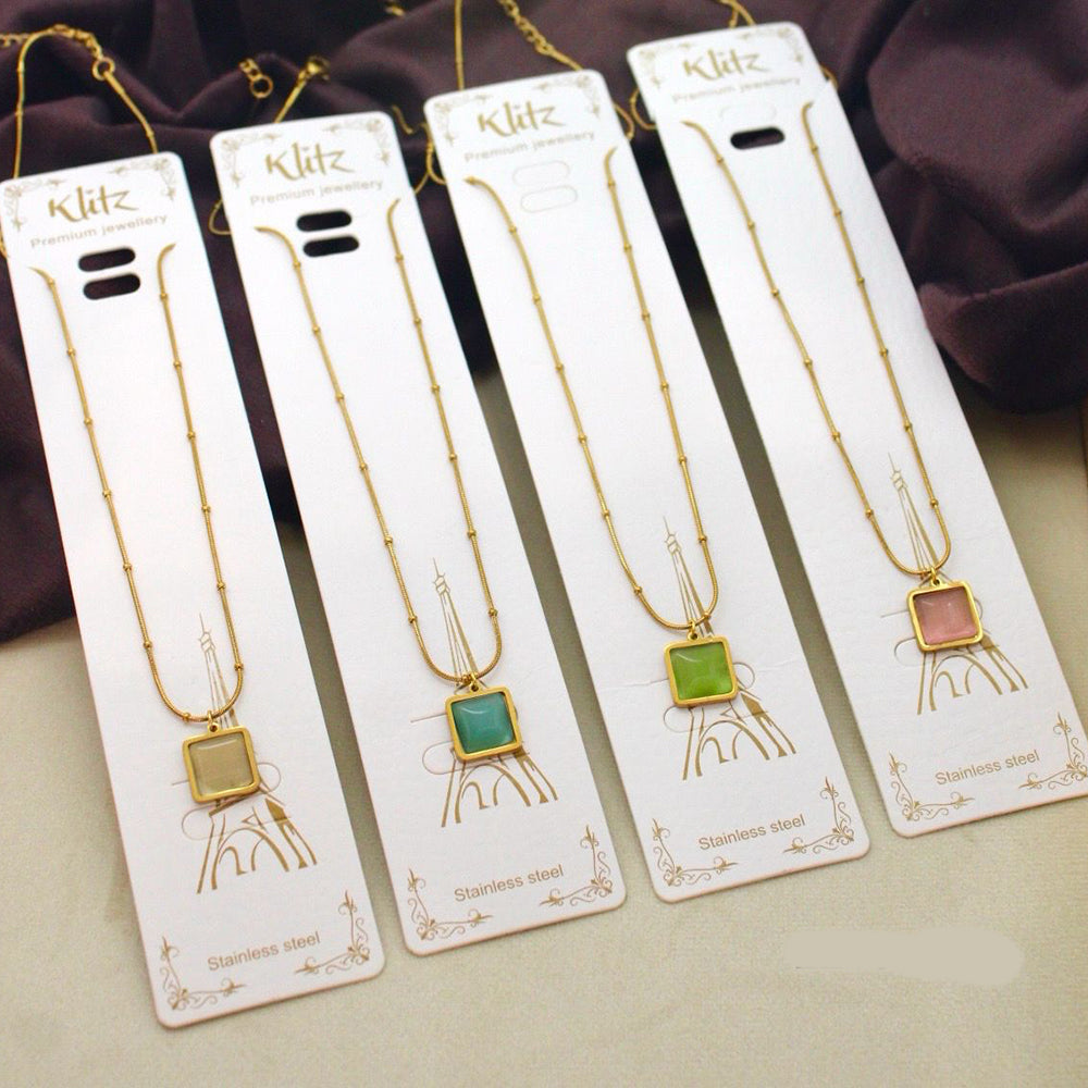 Klitz Premium Stainless Steel Crystal Stone Chain Necklace