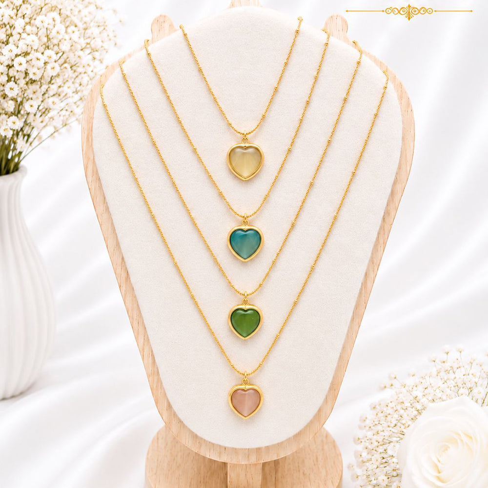 Klitz Premium Stainless Steel Crystal Stone Chain Necklace