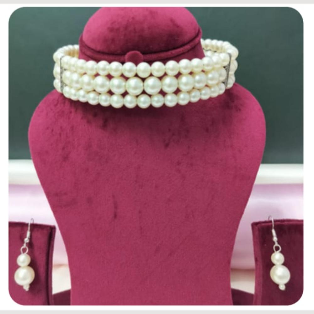 Dhirish International Classic Pearl Jewellery Choker Necklace