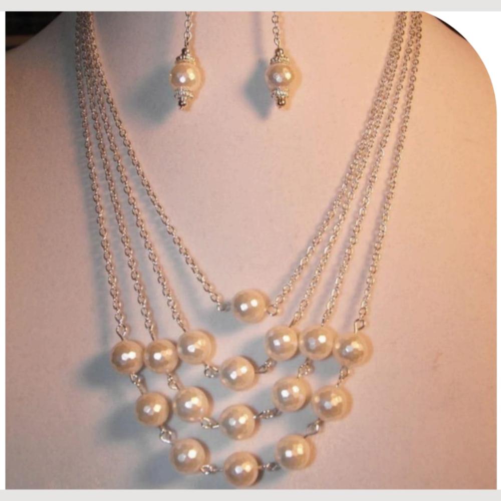 Dhirish International Classic Pearl Jewellery Necklace Set