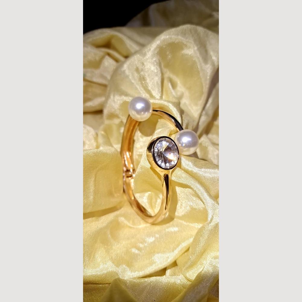 Dhirish International Gold Plated Bracelet With Pearls for Women