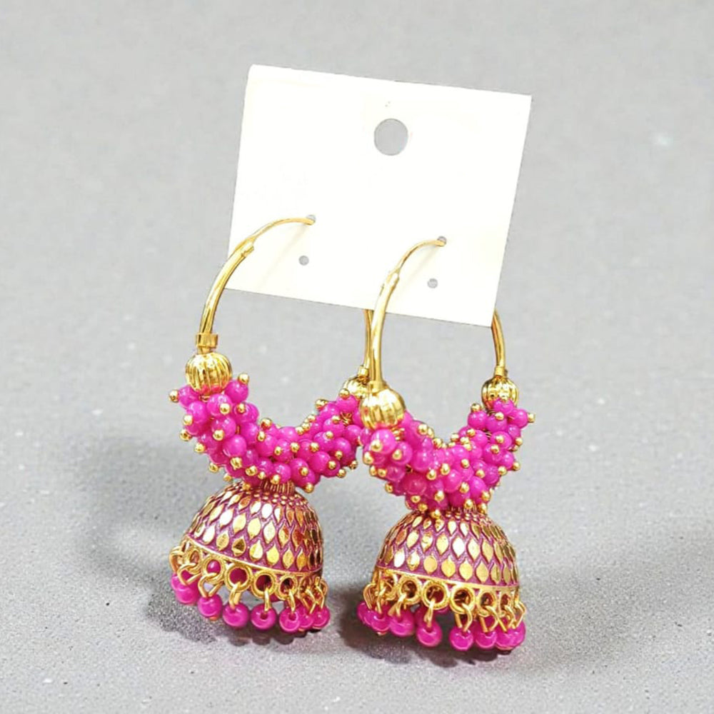 Dhirish International Ethnic Meenakari And Pearl Jhumki Earrings