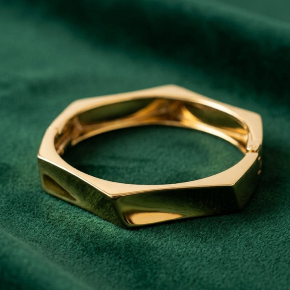 Dhirish International Designer Gold Finish Openable Bangle Bracelet