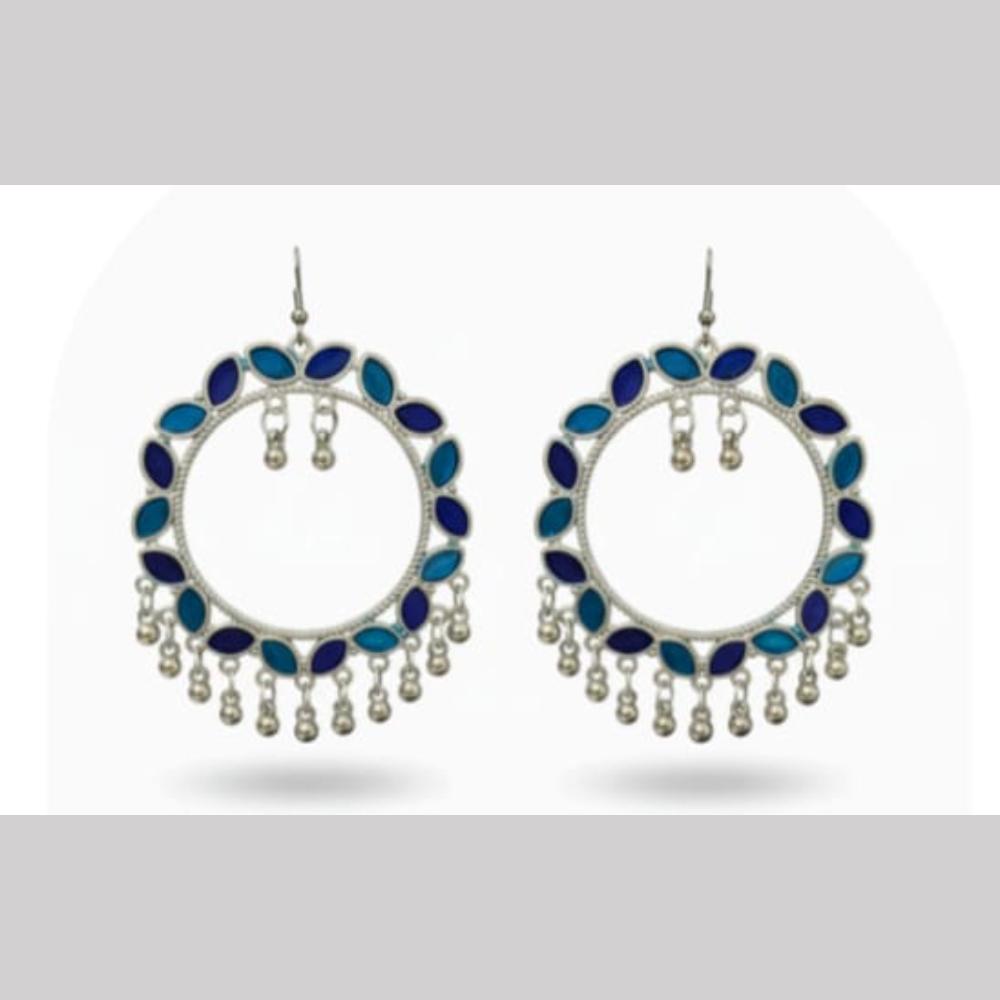 Dhirish International Heritage Oxidised Plated Pearl Dangler Earrings