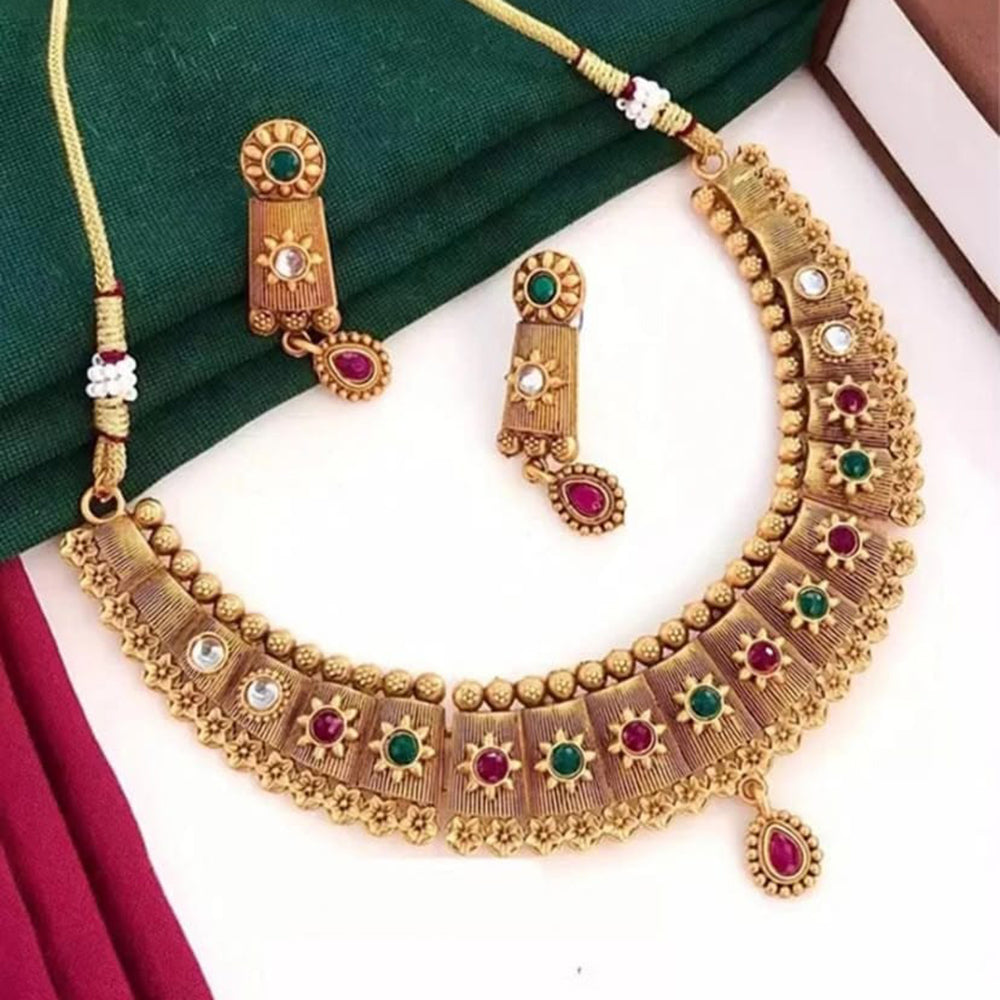 Dhirish International Pota Stone Designer Necklace Set for Women