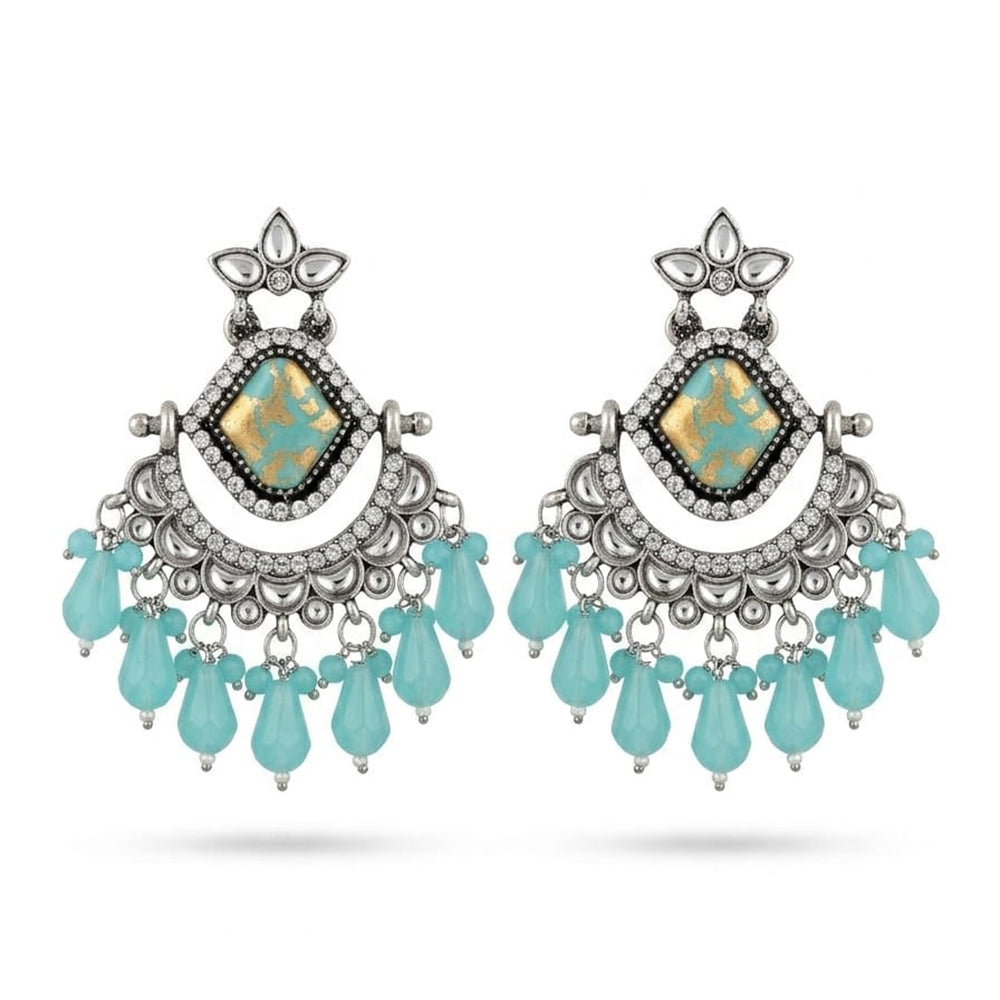 Dhirish International Stylish Kundan Stone And Beads Dangler Earrings