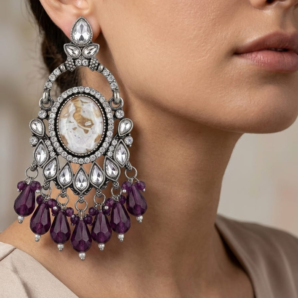 Dhirish International Stylish Kundan Stone And Beads Dangler Earrings