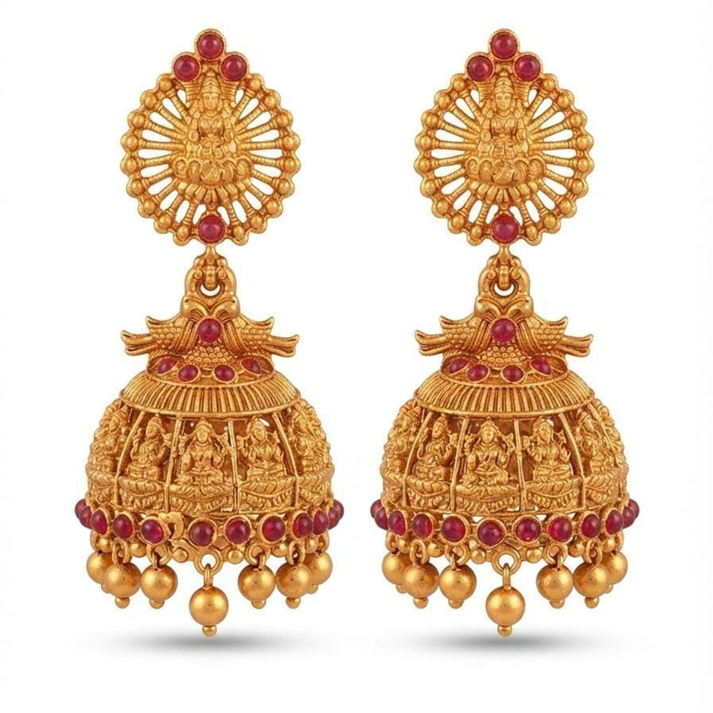Dhirish International Premium Festive Pota Stone And Pearl Jhumki Earrings